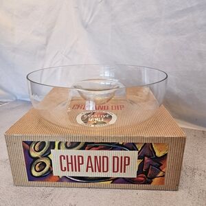 Vintage Unused Boxed Mouth Blown Clear Glass Chip And Dip Belarus Creative Table